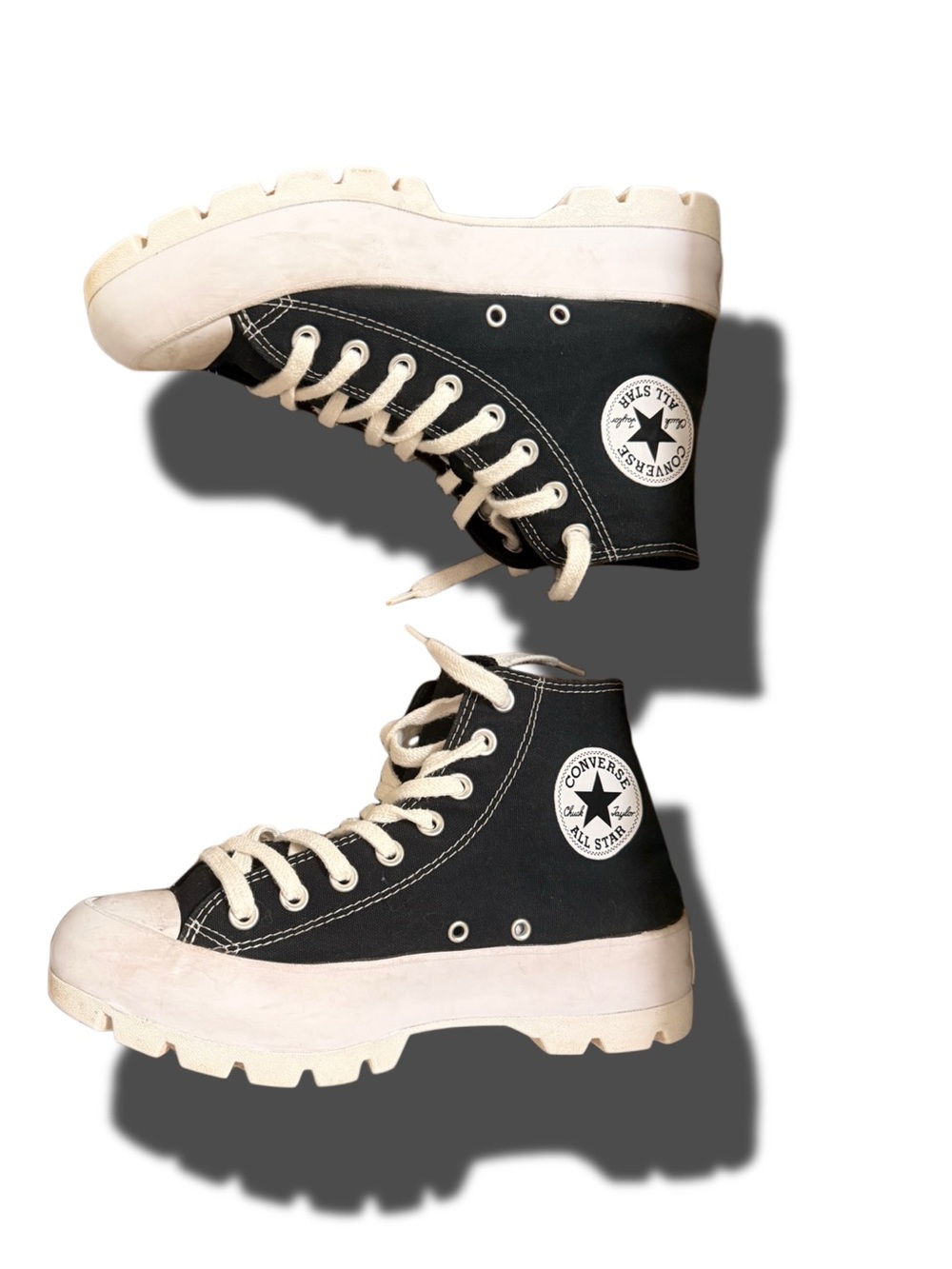 CONVERSE
 Black High Top Sneakers with Cream Accents